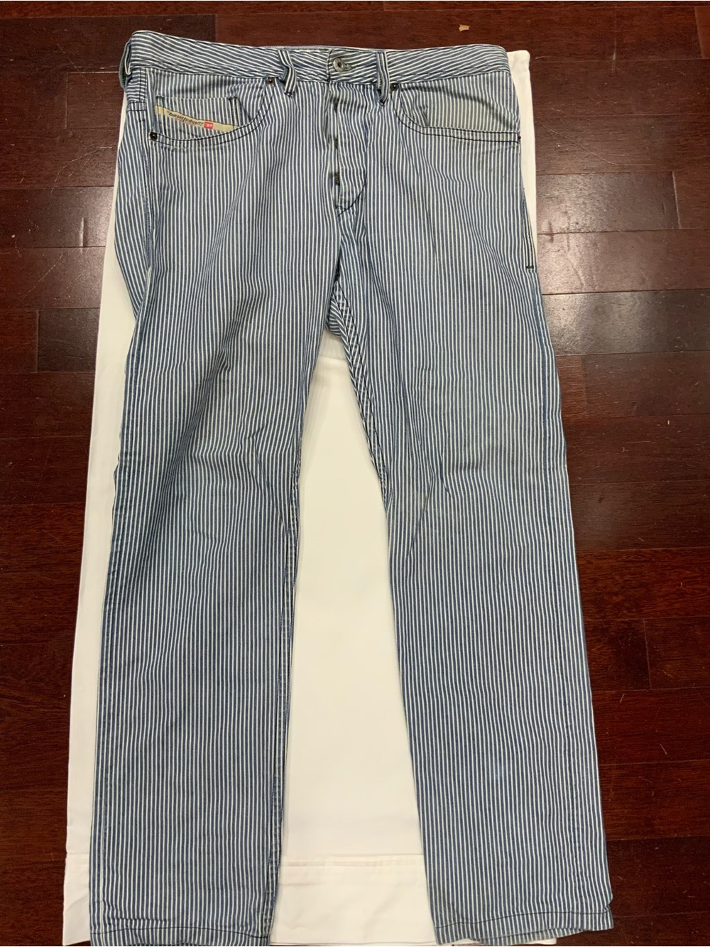 Vintage Diesel Blue and White Pinstripe/Railroad Stripe Jeans